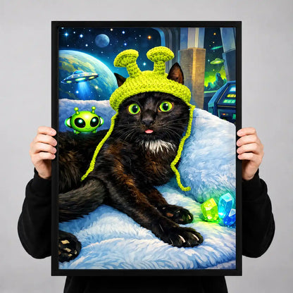 Black Cat Alien Encounter Wall Art 3
