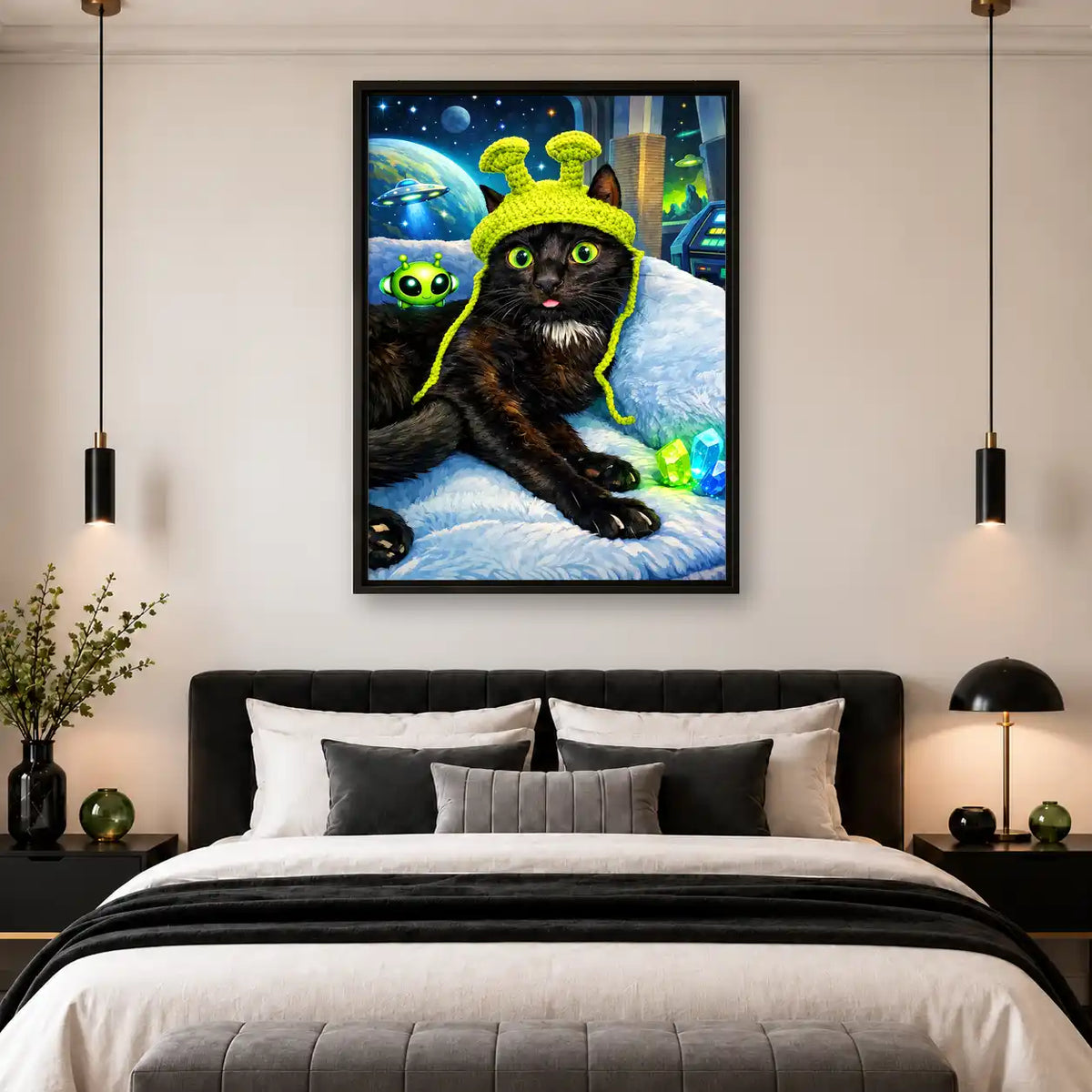 Black Cat Alien Encounter Wall Art 4