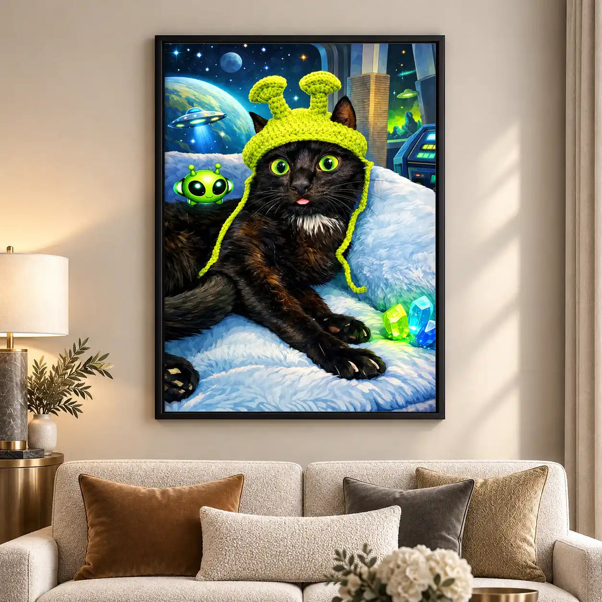 Black Cat Alien Encounter Wall Art 5
