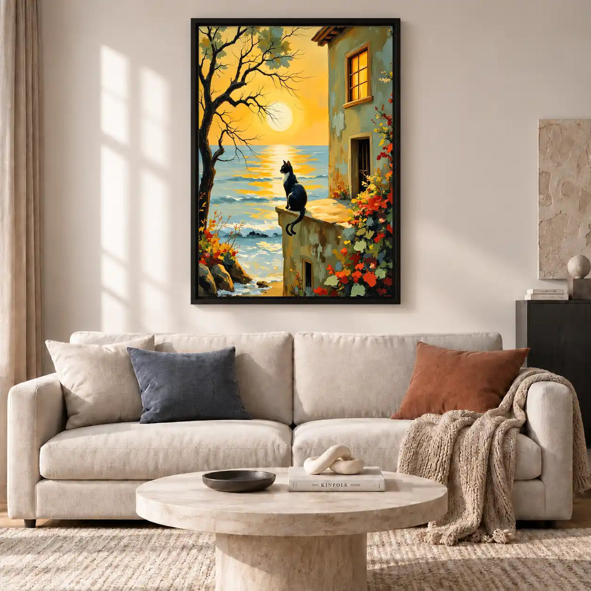 Black Cat At Golden Coast Wall Art 2
