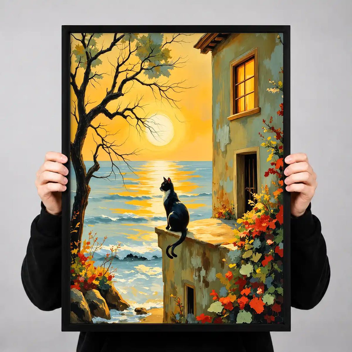 Black Cat At Golden Coast Wall Art 3