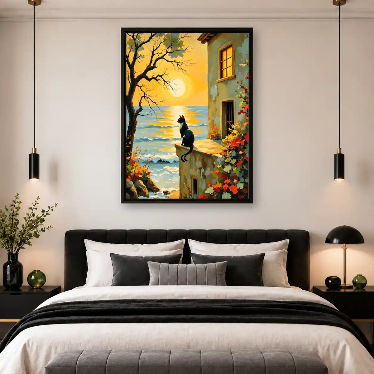 Black Cat At Golden Coast Wall Art 4