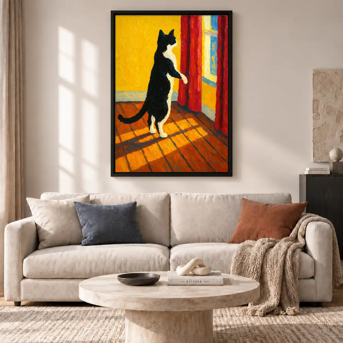 Black Cat At Sunlit Window Wall Art 2