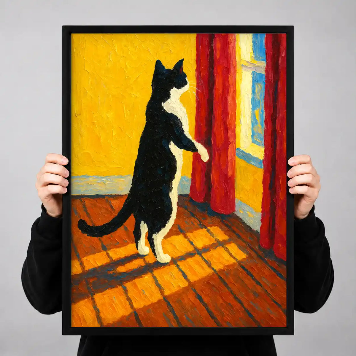 Black Cat At Sunlit Window Wall Art 3