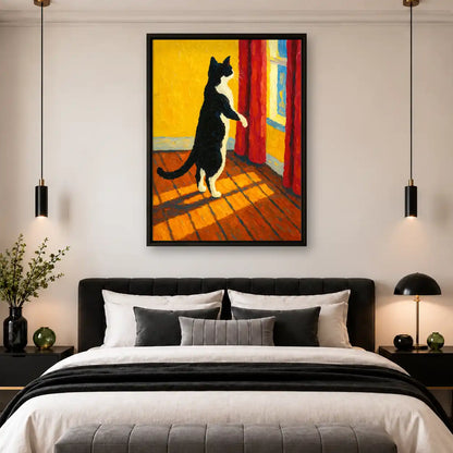 Black Cat At Sunlit Window Wall Art 4