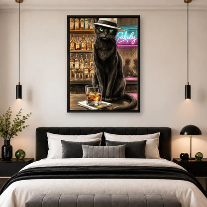 Black Cat At Whiskey Bar Wall Art 4