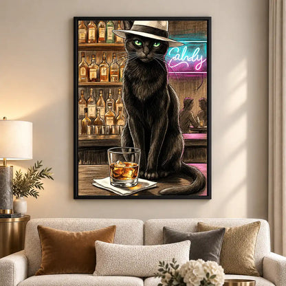 Black Cat At Whiskey Bar Wall Art 5