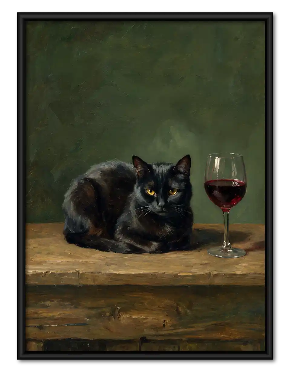 Black Cat Beside Red Wine Wall Art 1
