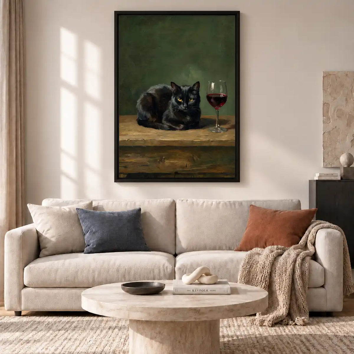 Black Cat Beside Red Wine Wall Art 2