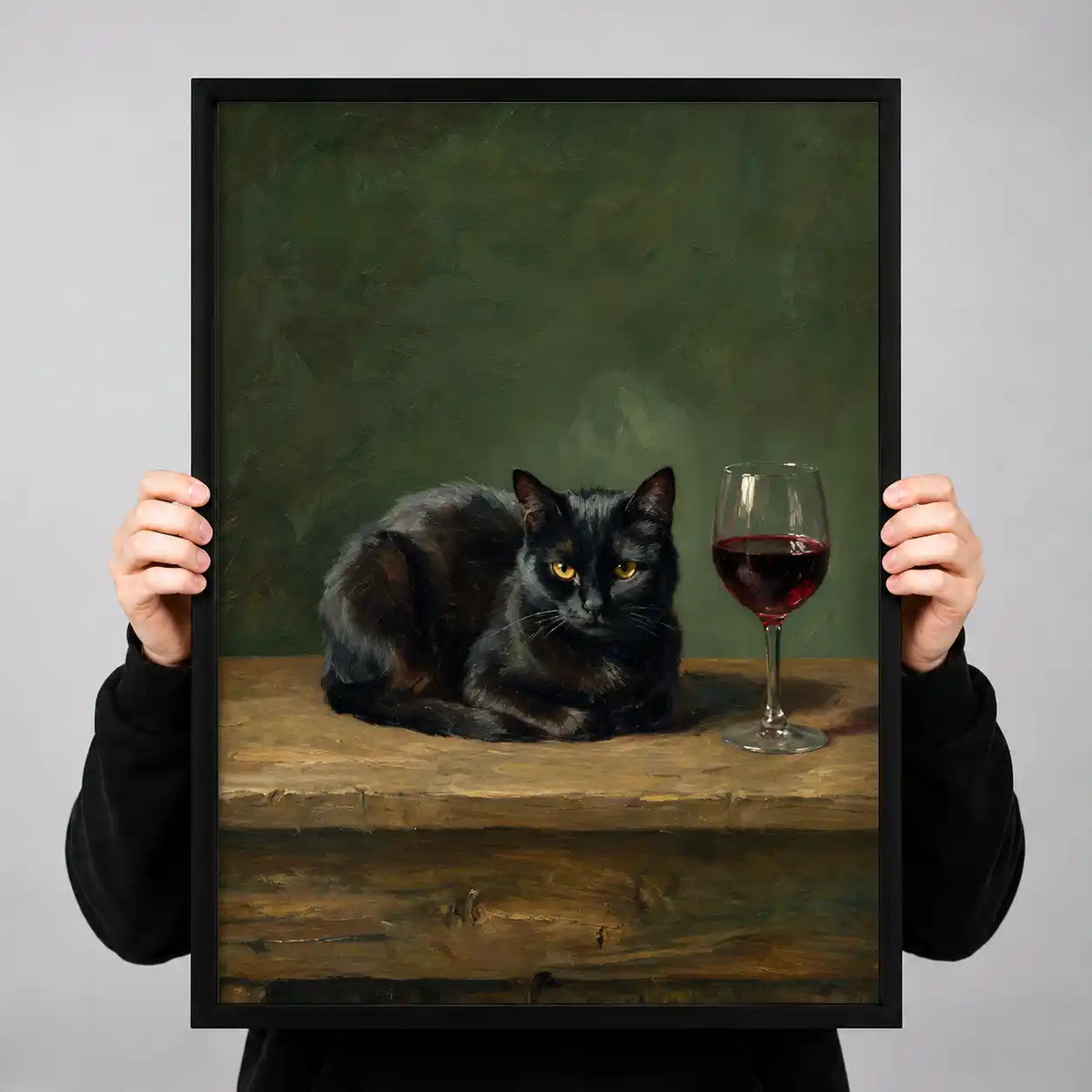 Black Cat Beside Red Wine Wall Art 3