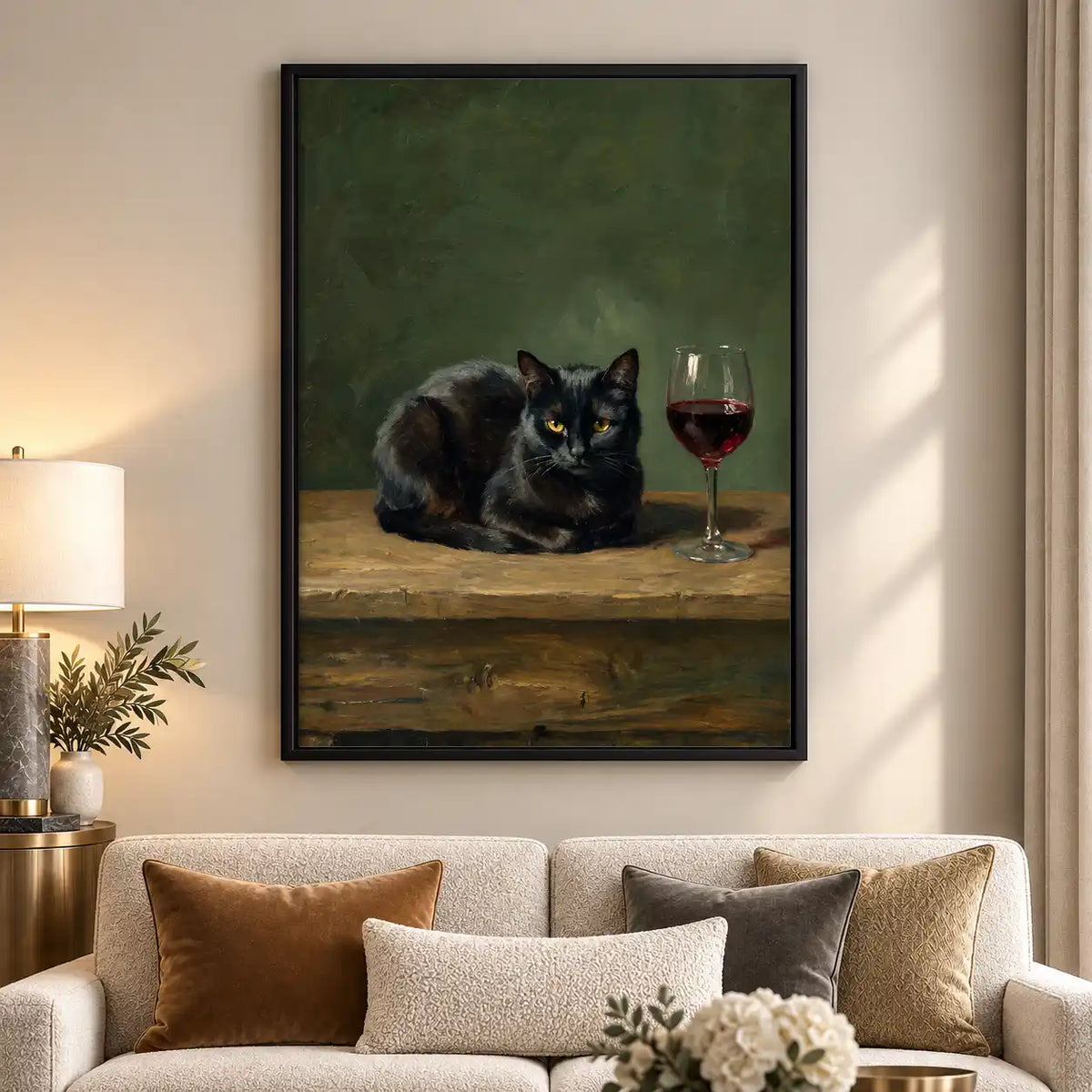 Black Cat Beside Red Wine Wall Art 5