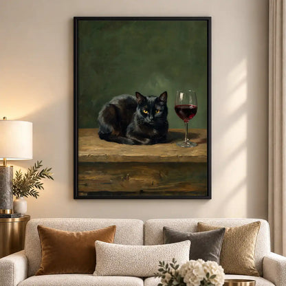 Black Cat Beside Red Wine Wall Art 5