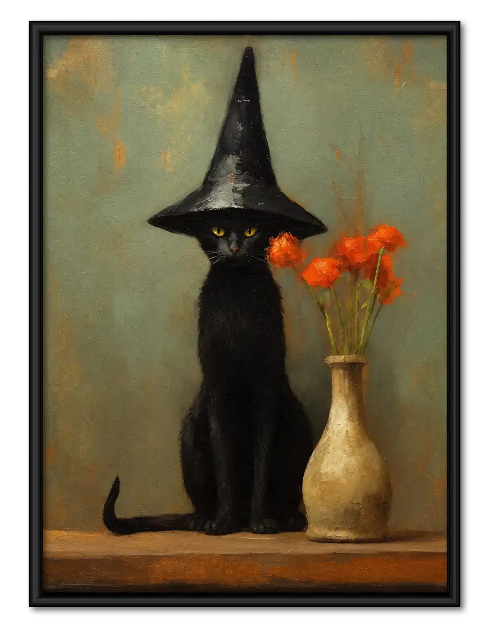 Black Cat In Witch Hat Wall Art 1