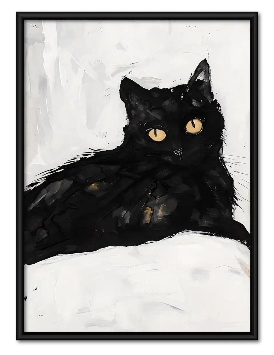 Black Cat Lounging On Pillow Wall Art 1