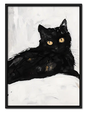Black Cat Lounging On Pillow Wall Art