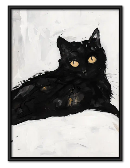Black Cat Lounging On Pillow Wall Art 1