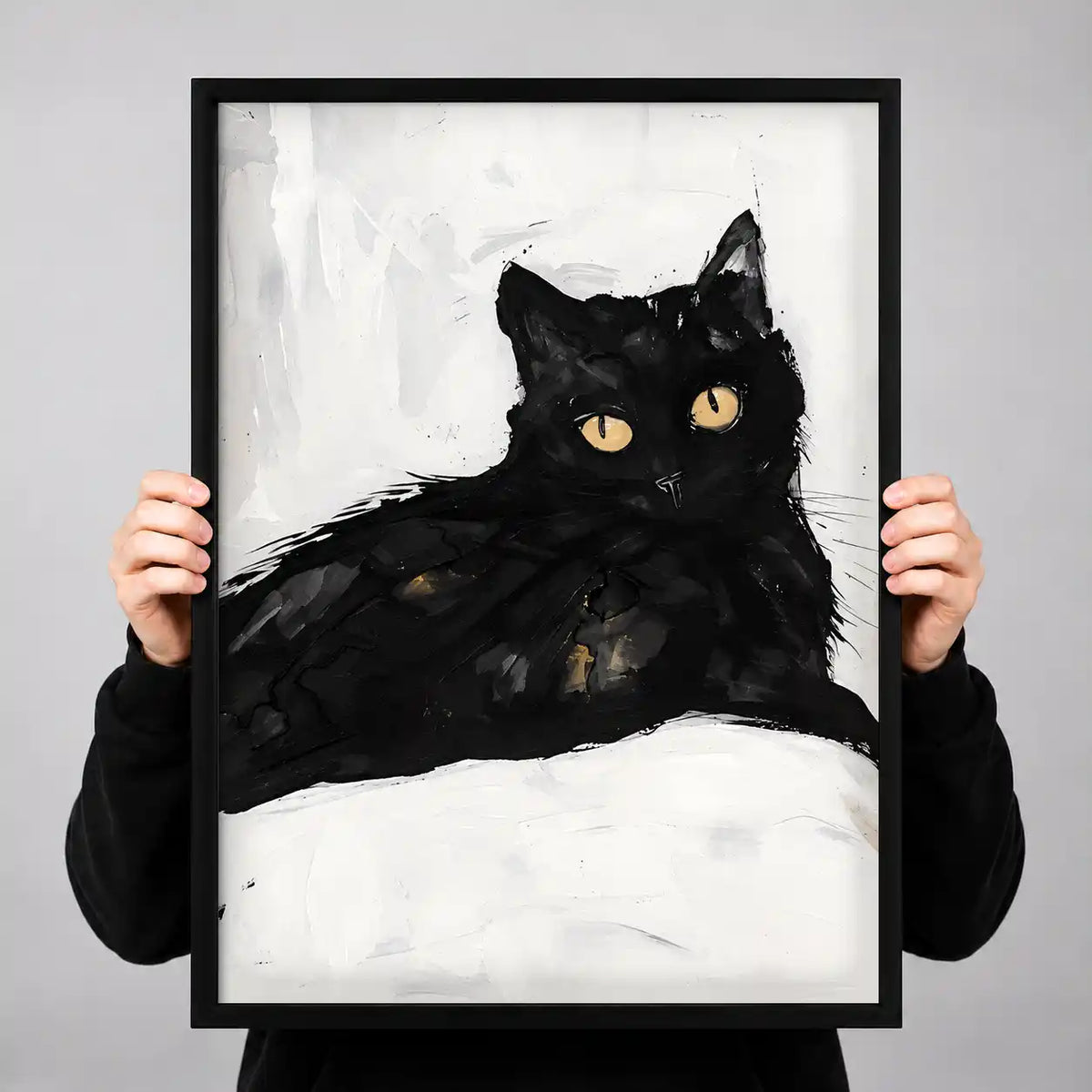 Black Cat Lounging On Pillow Wall Art 3