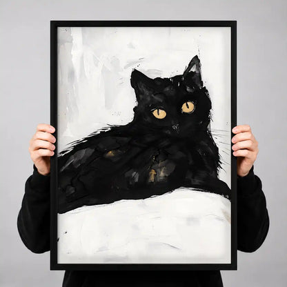 Black Cat Lounging On Pillow Wall Art 3