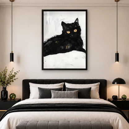 Black Cat Lounging On Pillow Wall Art 4