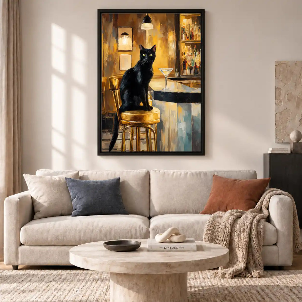 Black Cat On Bar Stool Wall Art 2