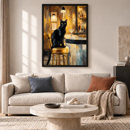 Black Cat On Bar Stool Wall Art 2