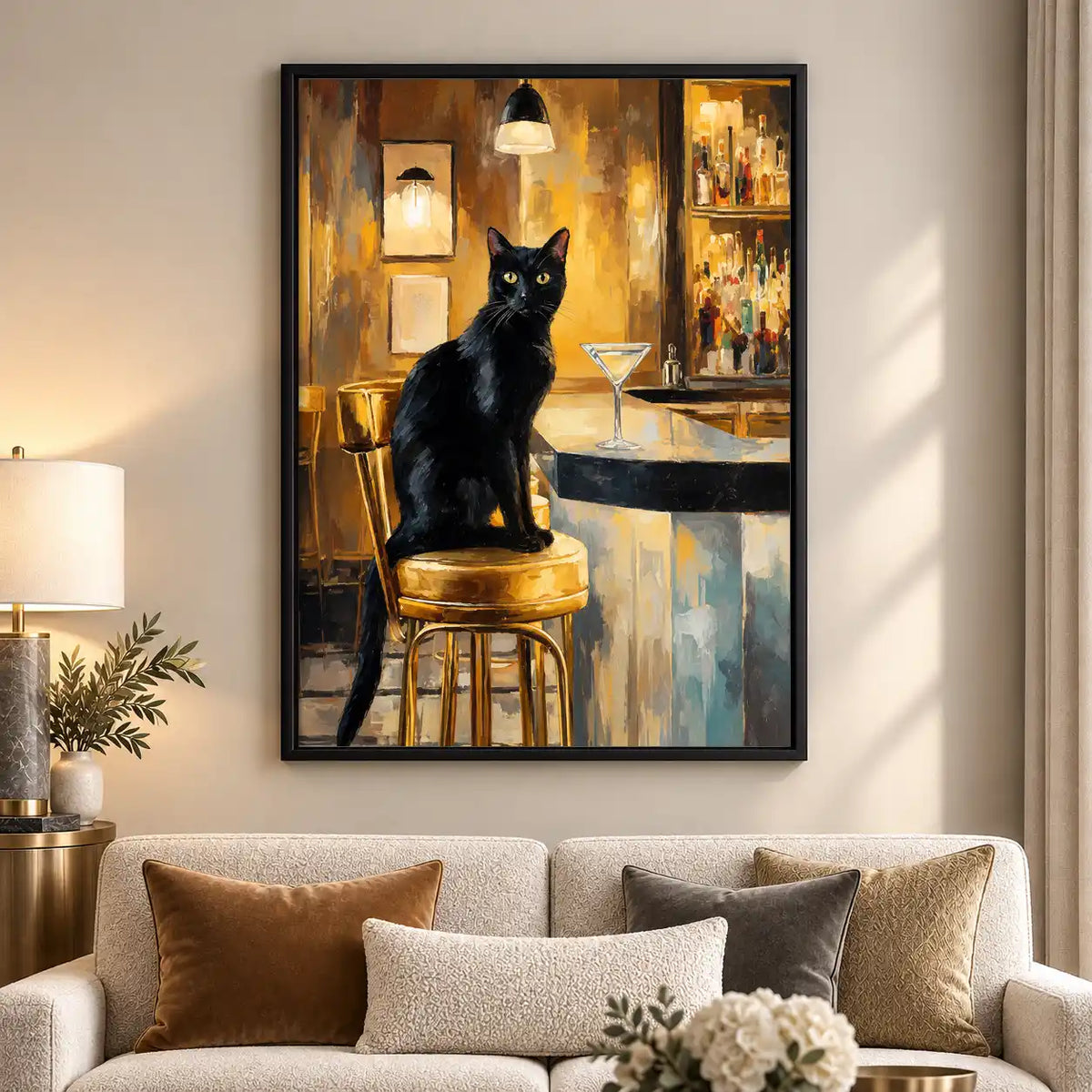 Black Cat On Bar Stool Wall Art 5