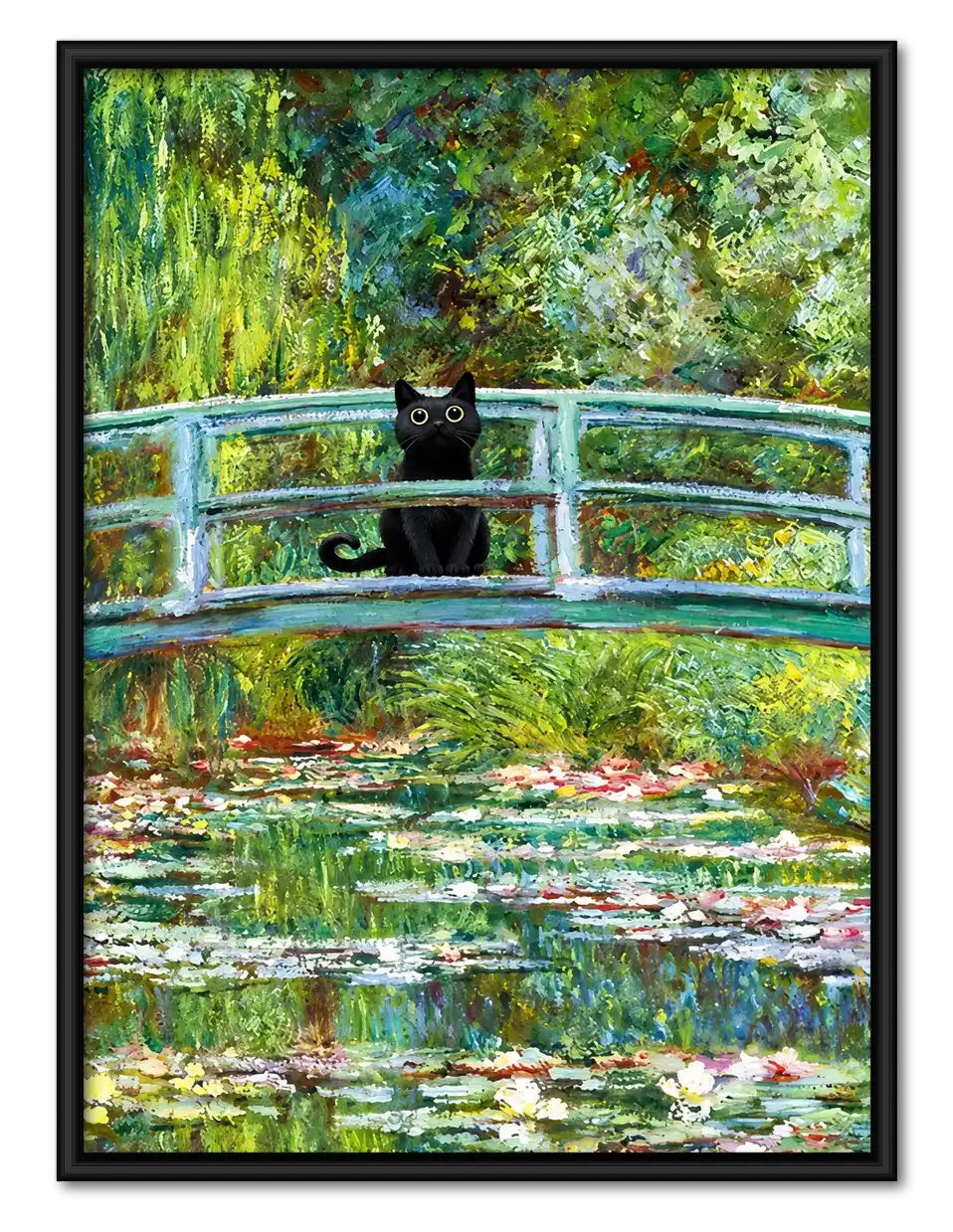Black Cat On Garden Bridge Wall Art 1