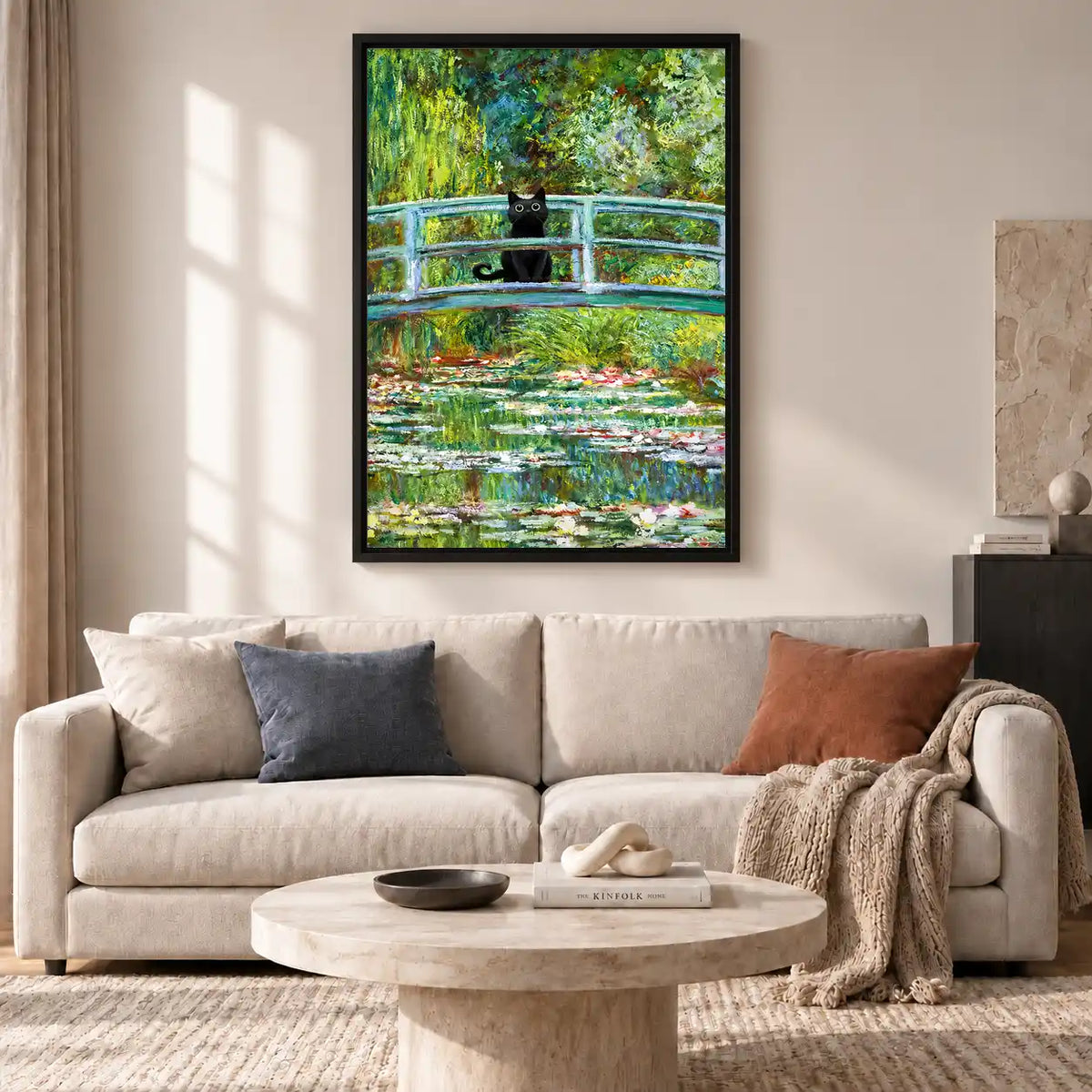 Black Cat On Garden Bridge Wall Art 2