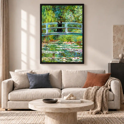 Black Cat On Garden Bridge Wall Art 2