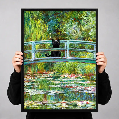 Black Cat On Garden Bridge Wall Art 3