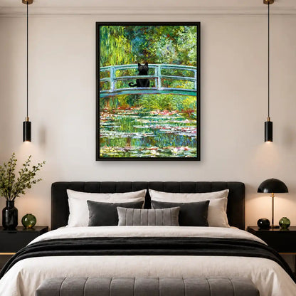 Black Cat On Garden Bridge Wall Art 4