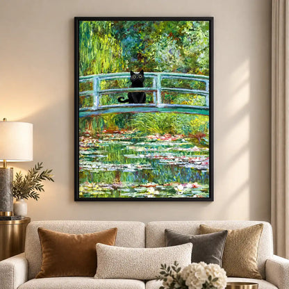 Black Cat On Garden Bridge Wall Art 5