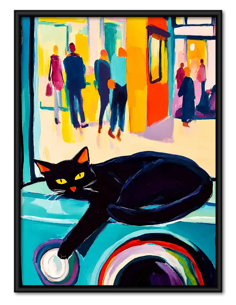 Black Cat On Urban Windowsill Wall Art 1
