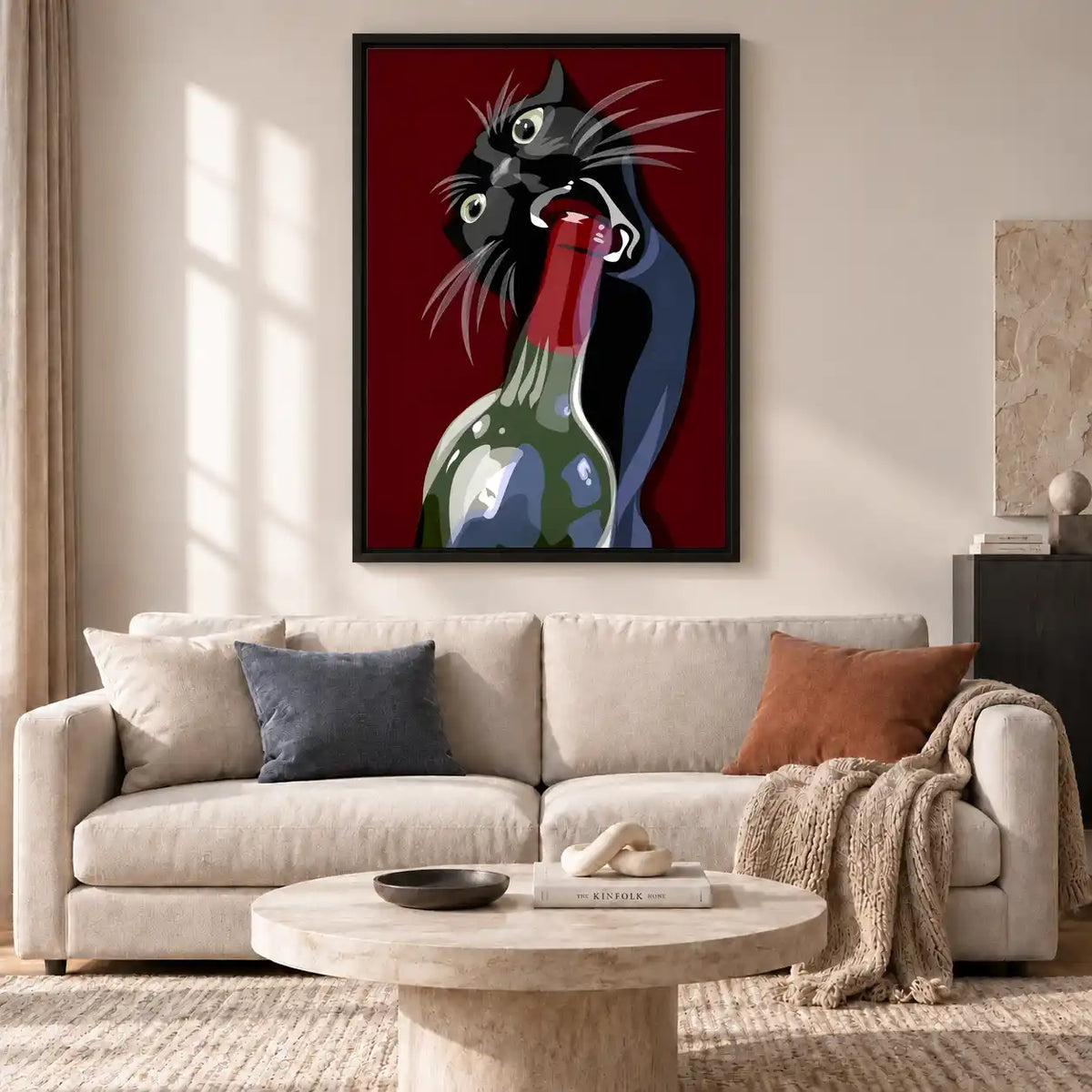 Black Cat Opening Wine Bottle Wall Art 2