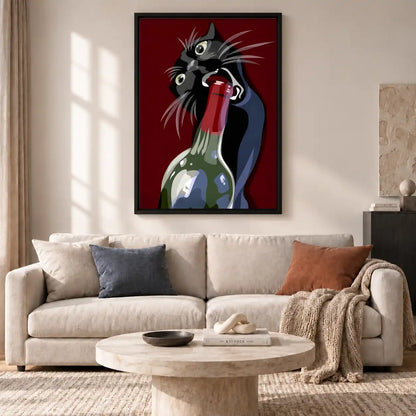 Black Cat Opening Wine Bottle Wall Art 2