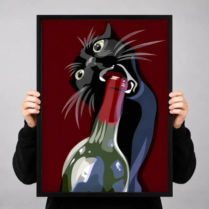Black Cat Opening Wine Bottle Wall Art 3