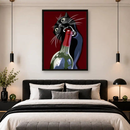 Black Cat Opening Wine Bottle Wall Art 4
