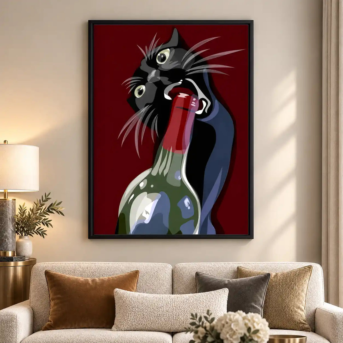 Black Cat Opening Wine Bottle Wall Art 5