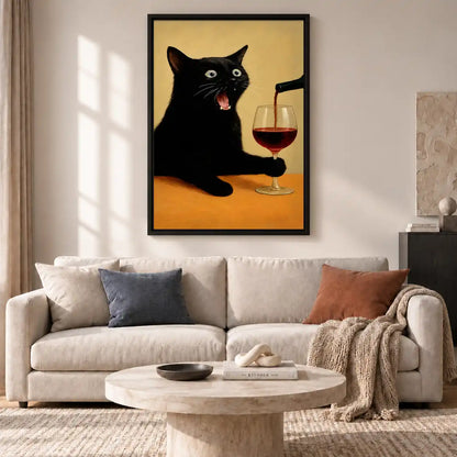 Black Cat Pouring Red Wine Wall Art 2