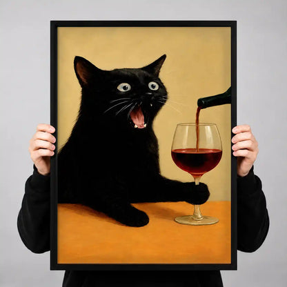 Black Cat Pouring Red Wine Wall Art 3