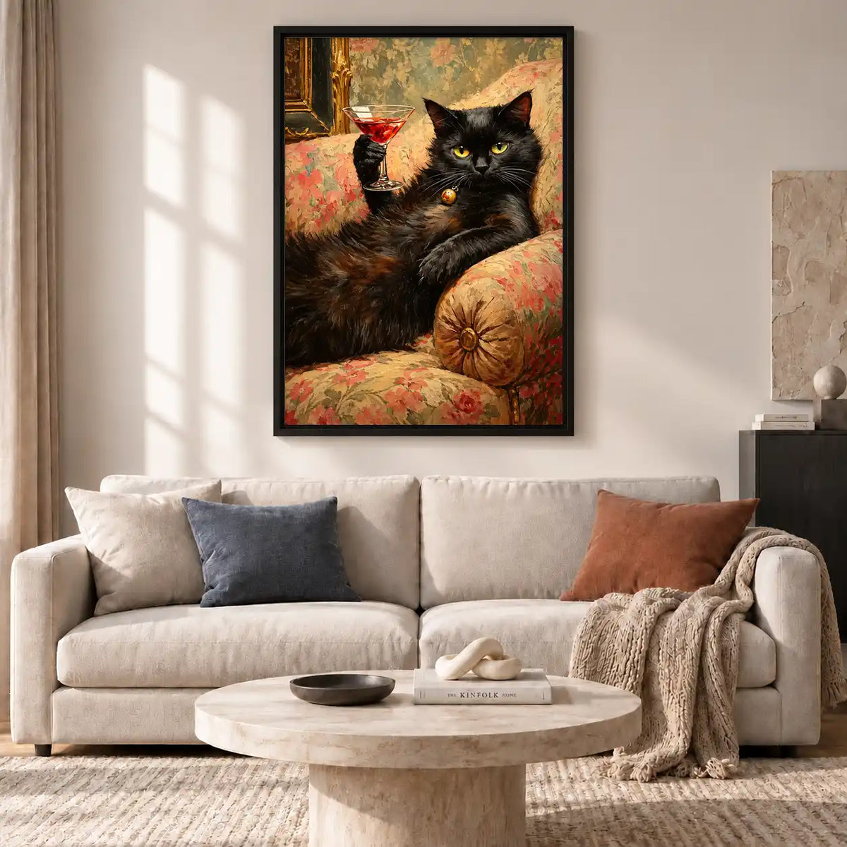 Black Cat Raising Red Cocktail Wall Art 2