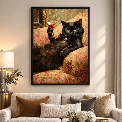 Black Cat Raising Red Cocktail Wall Art 5