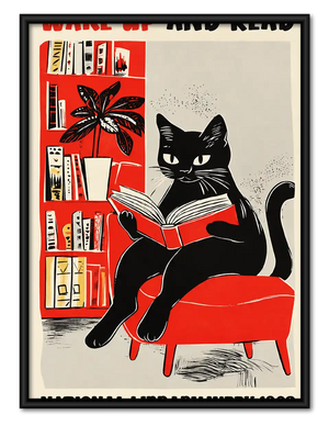 Black Cat Reading Lounge Wall Art