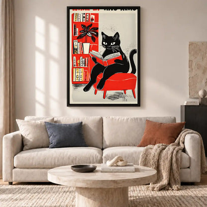 Black Cat Reading Lounge Wall Art 2