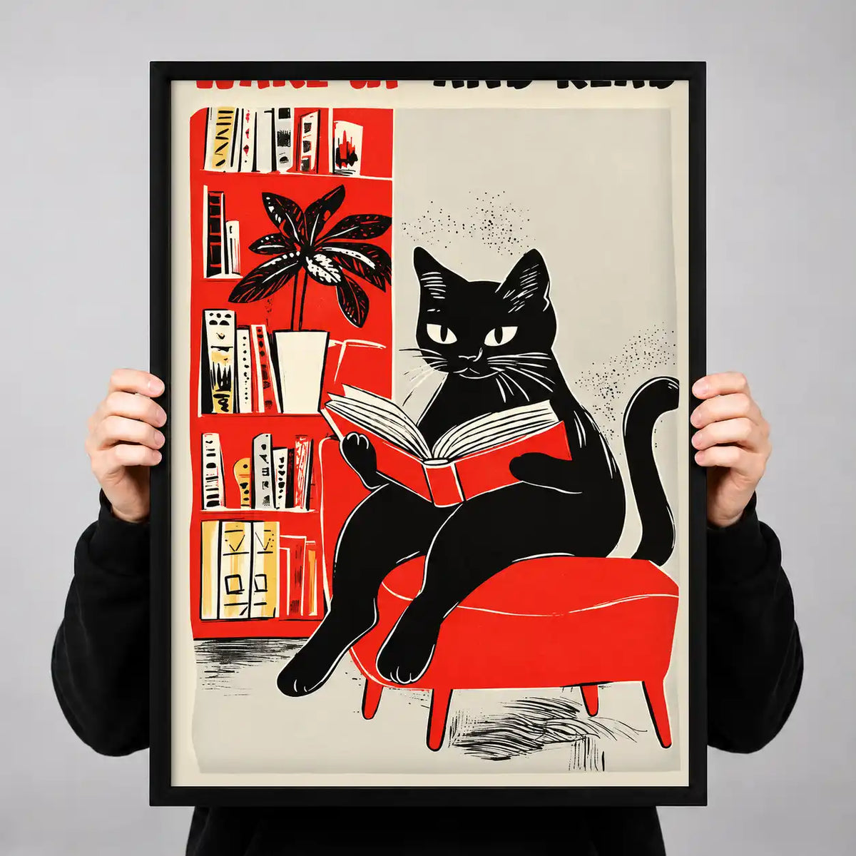 Black Cat Reading Lounge Wall Art 3