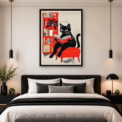 Black Cat Reading Lounge Wall Art 4