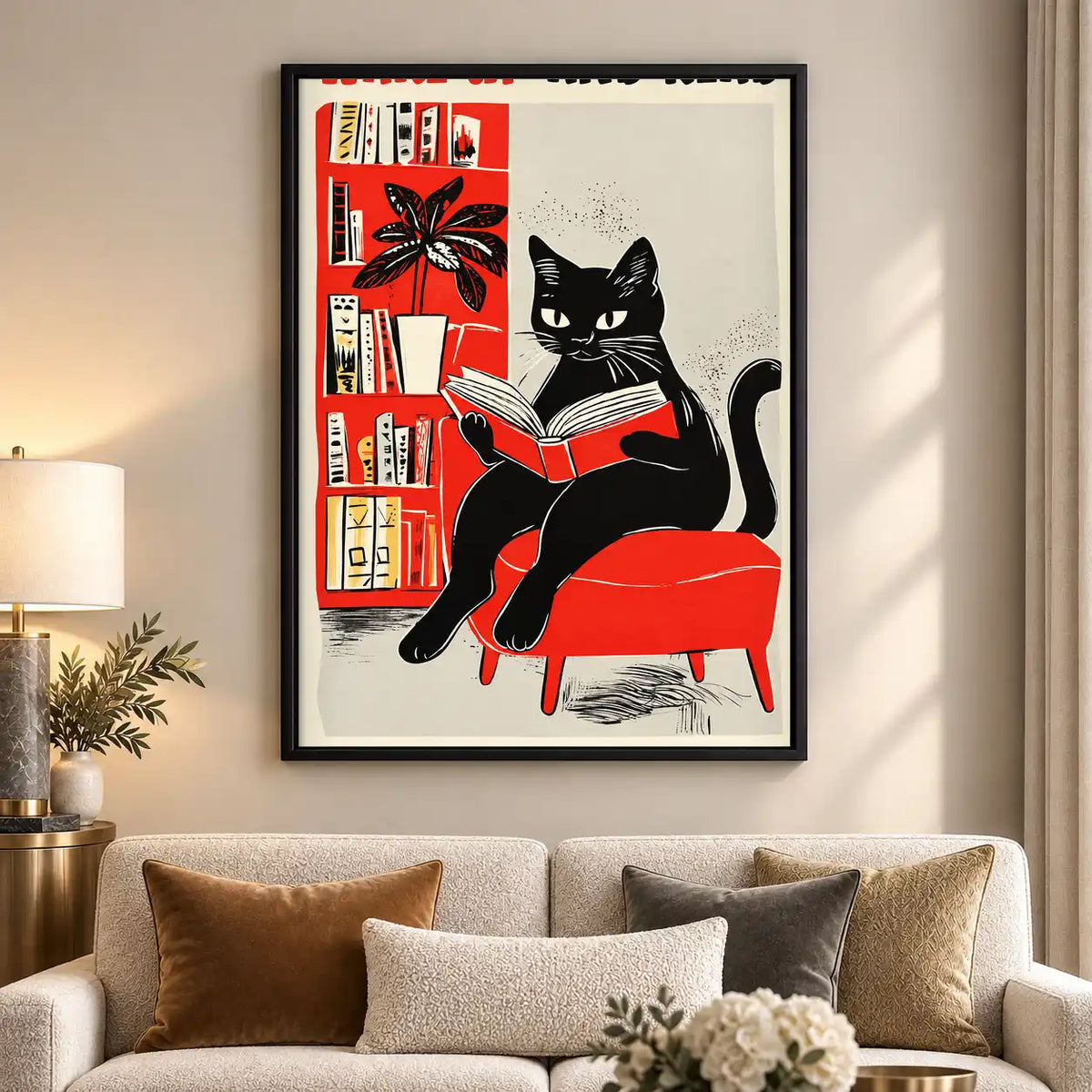 Black Cat Reading Lounge Wall Art 5