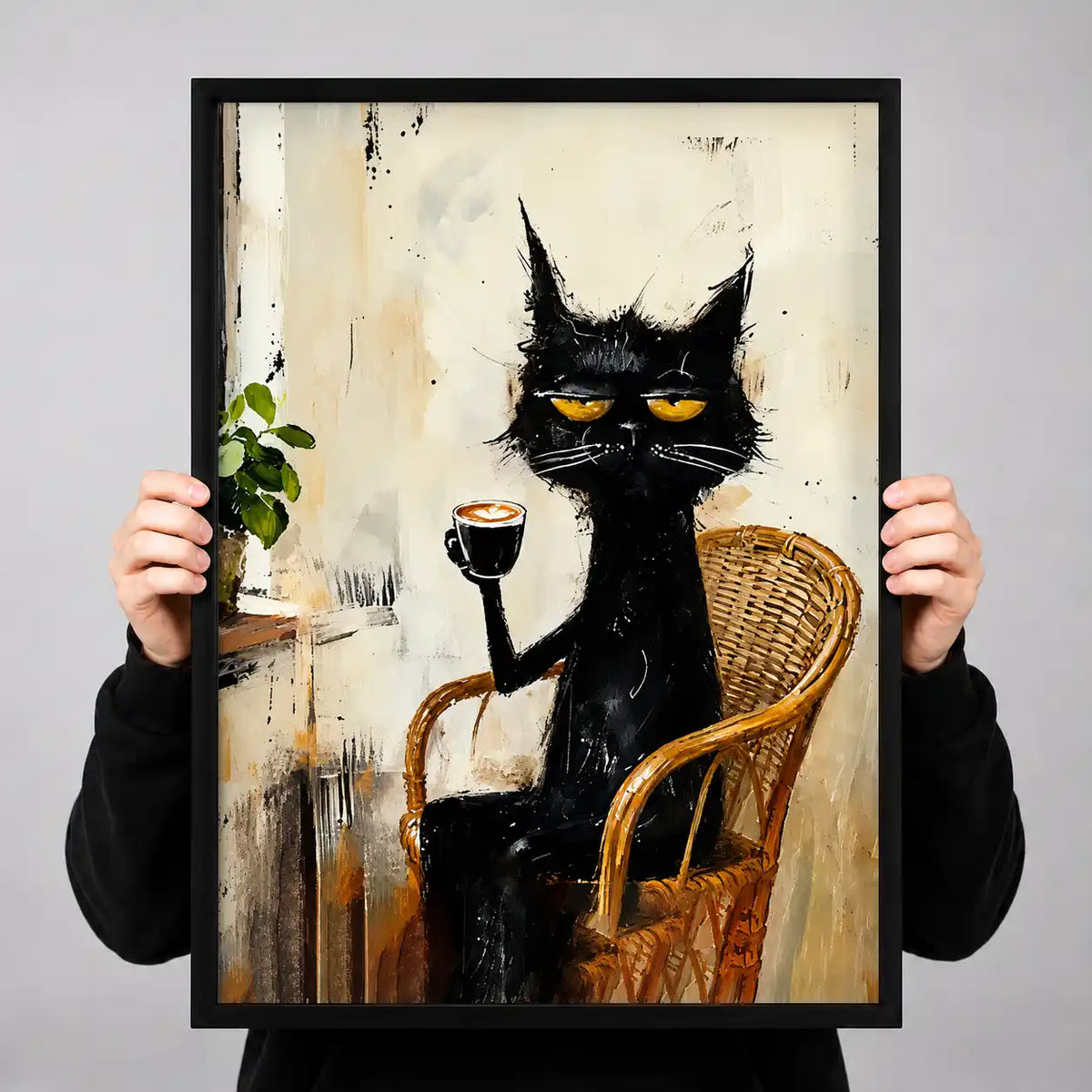 Black Cat Sipping Red Wine Wall Art 3