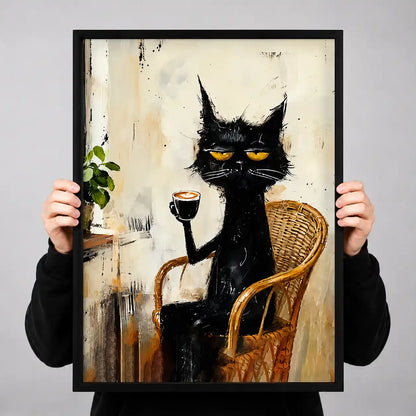 Black Cat Sipping Red Wine Wall Art 3