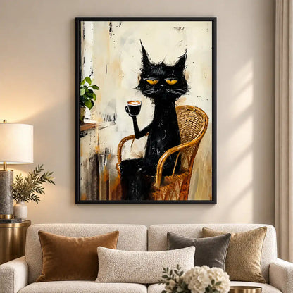 Black Cat Sipping Red Wine Wall Art 5